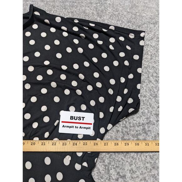 Asos Design Curve Waisted Mini Tea Dress Women Size 24 Black Polka Dot V Neck - Picture 13 of 15